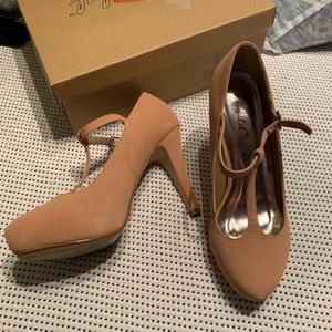 Pinkish-nude, tstrap pumps —worn once